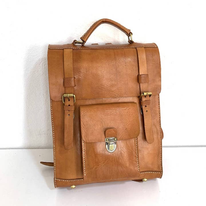 Moroccan Leather Backpack, Classic Leather Backpack. for wholesale by Mikwi
