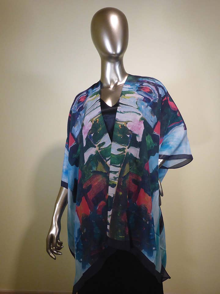 Spectrum zijden lange kimono-jas voor wholesale door Cocoon House LLC