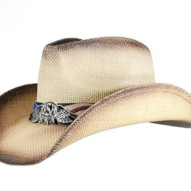 grinderPUNCH - Wholesale Cowboy Hat - Unisex - Western Outback Cowboy Hat Men's Women's Style Classic Straw Western Cowgirl Hat (White)3