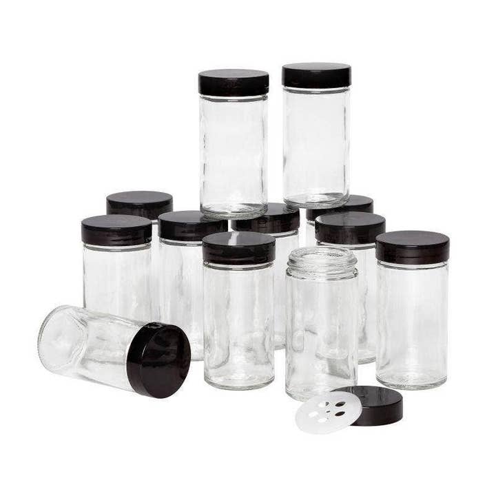 KAM 12 3OZ EMPTY JARS IN CLR BOX BLK CAP for wholesale by Lifetime Brands