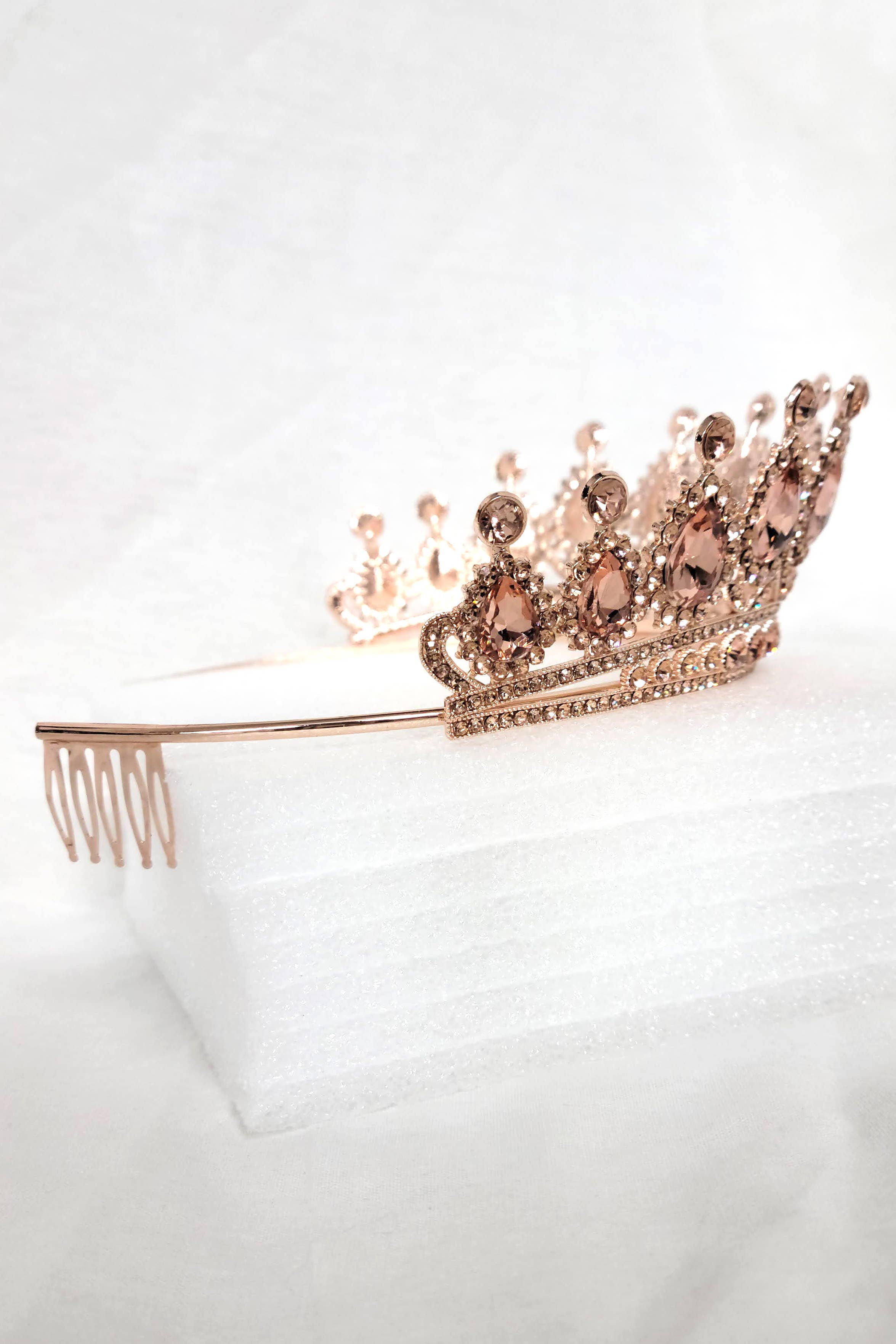 Chicas - Wholesale Tiara - Women's - One Size Fits All Metal Tiara With Jewel Rhinestones HT879-45