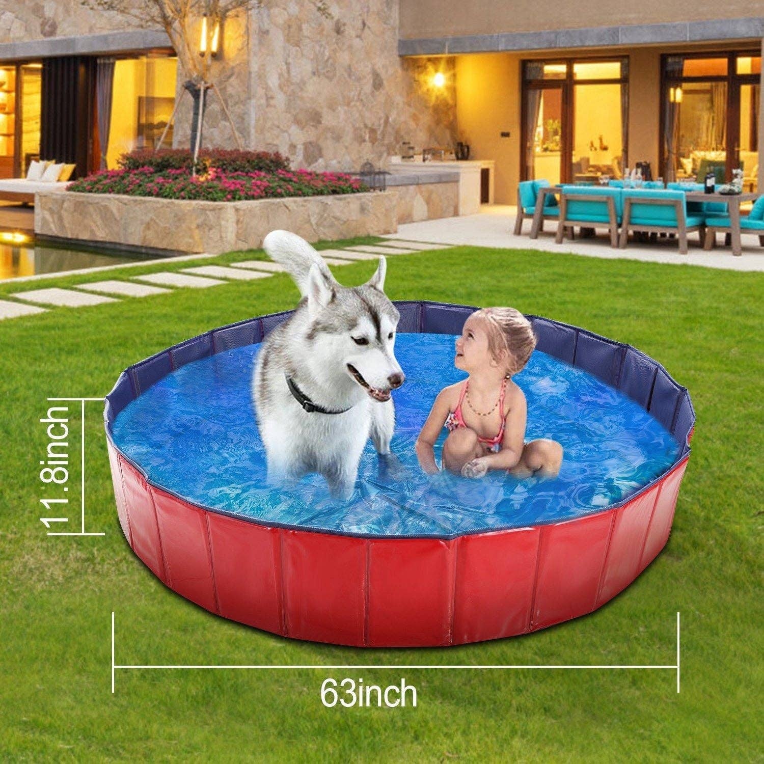 Naomi's Happy Place Shop – wholesale Inflatables – Foldable Pet Swimming Pool PVC Kiddie Baby Dog Swim Pool Bathing Tub Playmat Kids Pools0