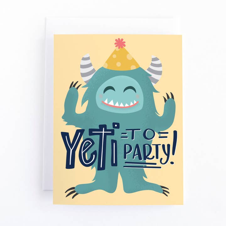 Yeti zur Party Kindergeburtstagskarte für den Großhandel von Pedaller Designs
