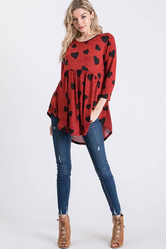 HEIMISH - Wholesale Tunic - Women's - ST1338-42 VALENTINE HEART BABYDOLL TOP7