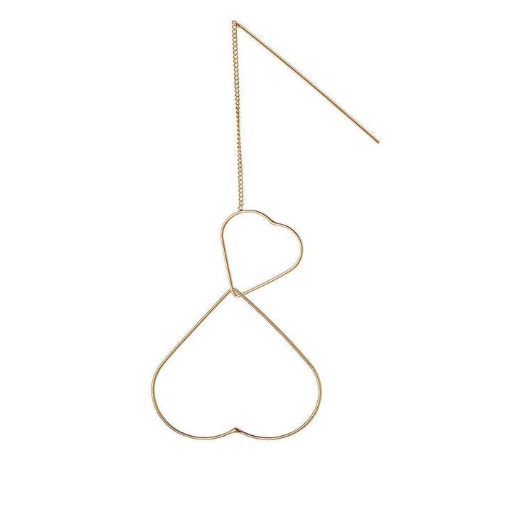 Gold Plated Hanging Earrings with Double Hearts por atacado de Juulry