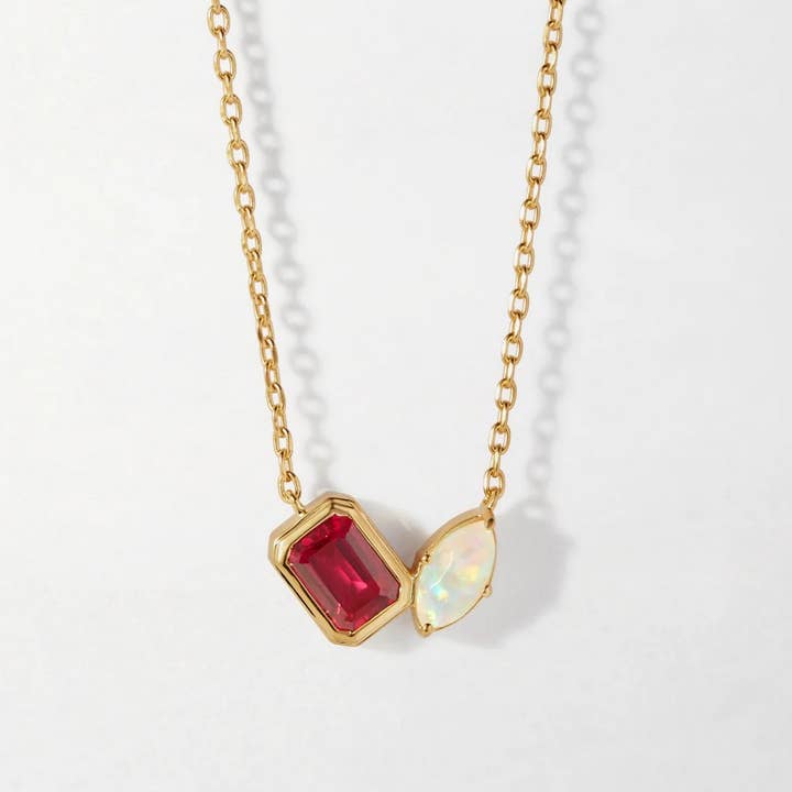 ACCITY - Wholesale Pendant/Charm Necklace - Ruby Zircon Choker Necklace – Dainty Steel Glam_CWMM6965