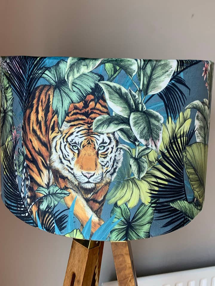Velvet Tiger Lampshade for wholesale by The Lampshade Jungle