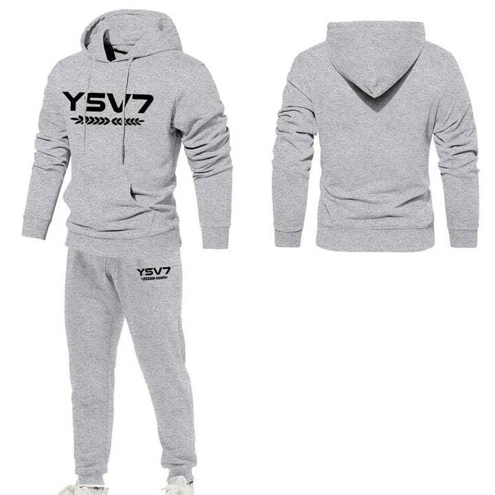 MENS GREY WARM HOODED TRACKSUIT for wholesale by YSV7