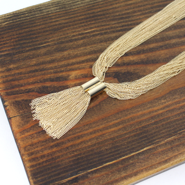 Pretty Persuasions – wholesale Link & chain necklace – N24254 Layered Tassel Necklace2