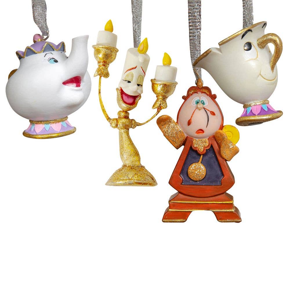 WIDDOP and Co. - Wholesale Christmas Decoration - Disney Set of 4 Beauty & The Beast Resin Hanging Decorations0