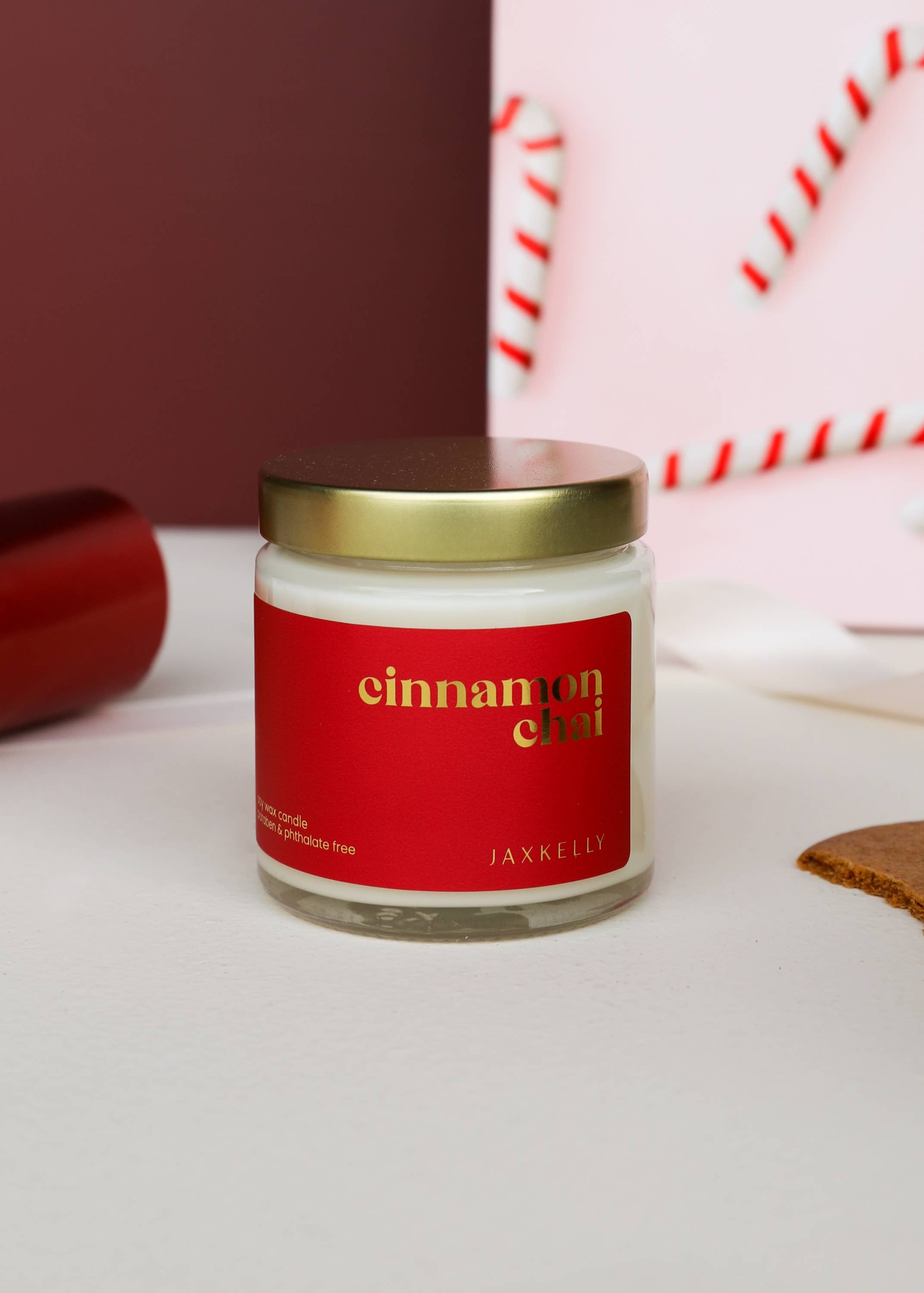 JaxKelly Candles - Vente Bougie en bocal - 4 oz - Bougies de Noël Chai à la Cannelle - Transparent