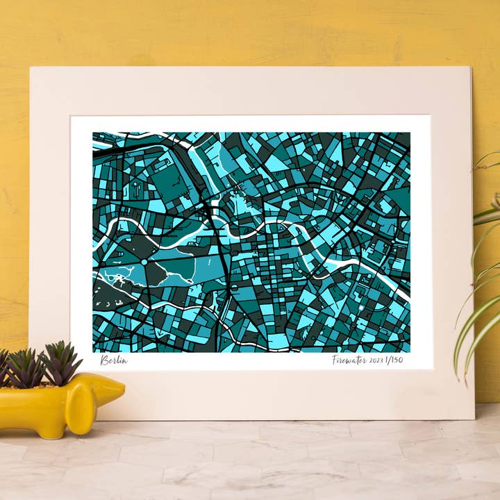 BERLIN ART MAP - HAND-DRAWN & LIMITED EDITION for wholesale by Firewater Gallery