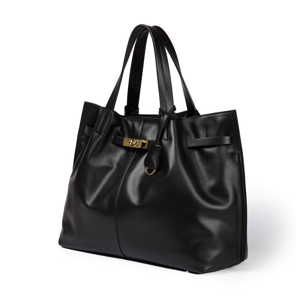 Sable Sveva Maxi leather handbag with organized interior and twist lock closure for wholesale on Faire2