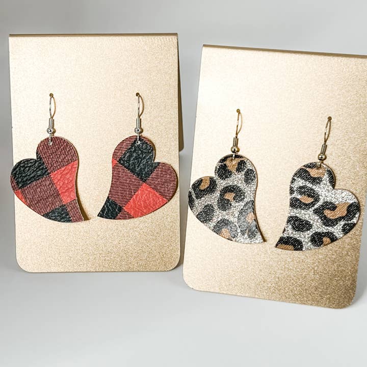 Brincos Heart Love em Pele Genuína por atacado de Bee Marie Market LLC