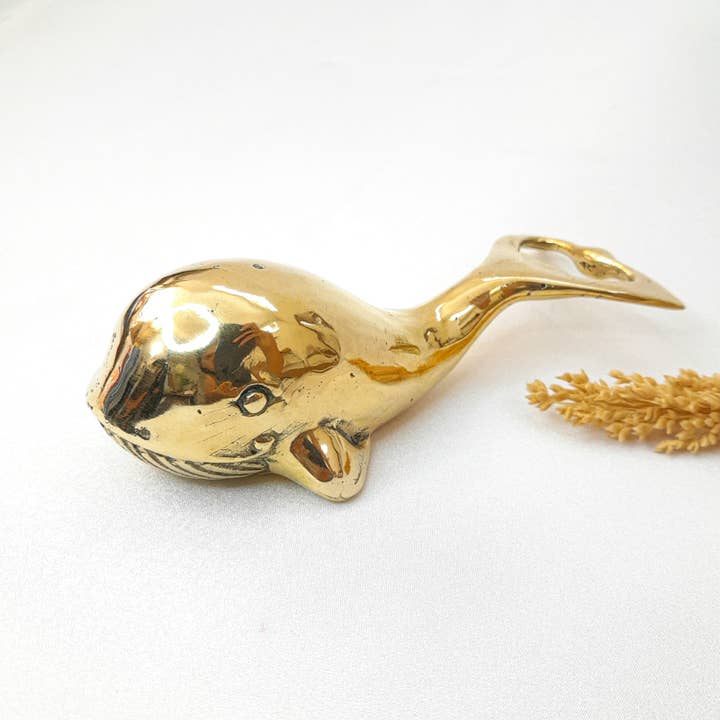 FERN - Wholesale Bottle/Wine Opener - Bottle Opener Whale 13 x 4 x 5,5 cm - Solis Brass,Gold Color