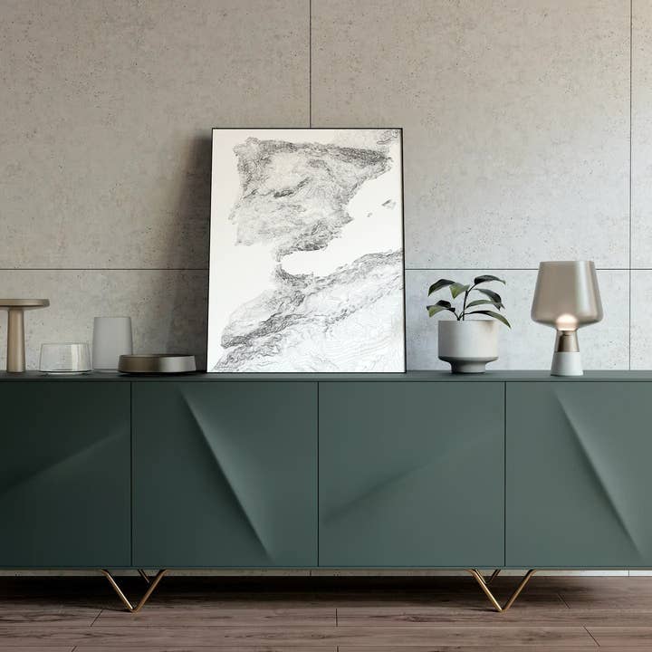 Spain, Portugal, Morocco Topography Map - Poster Print for wholesale by Nativah Chaya