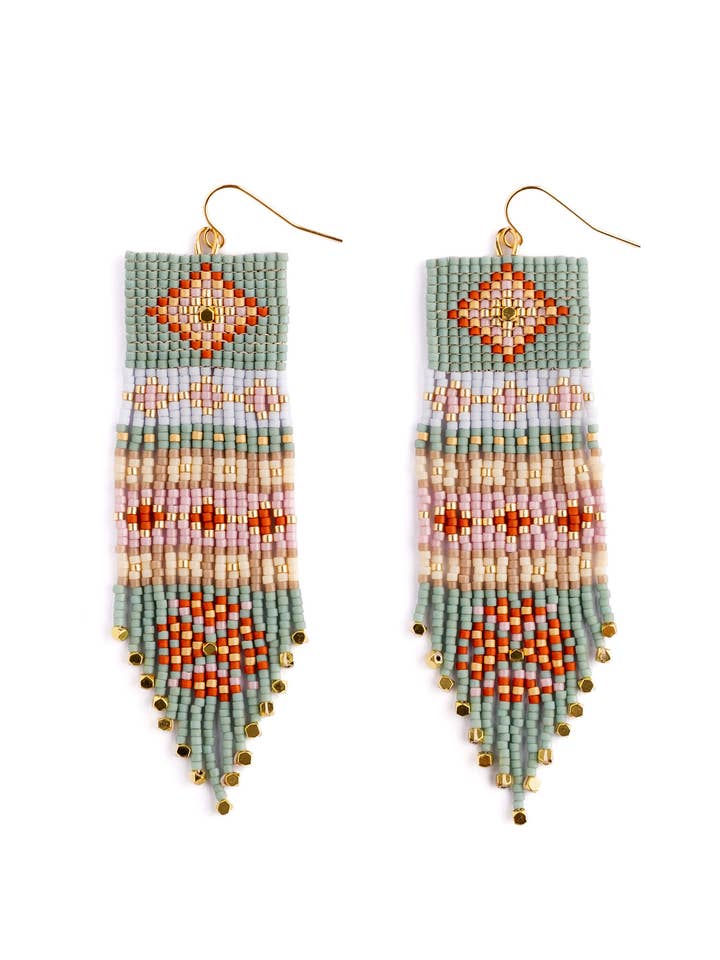 Kralen handgeweven Shisha Oorbellen (Aqua) voor wholesale door Mayana Designs Co