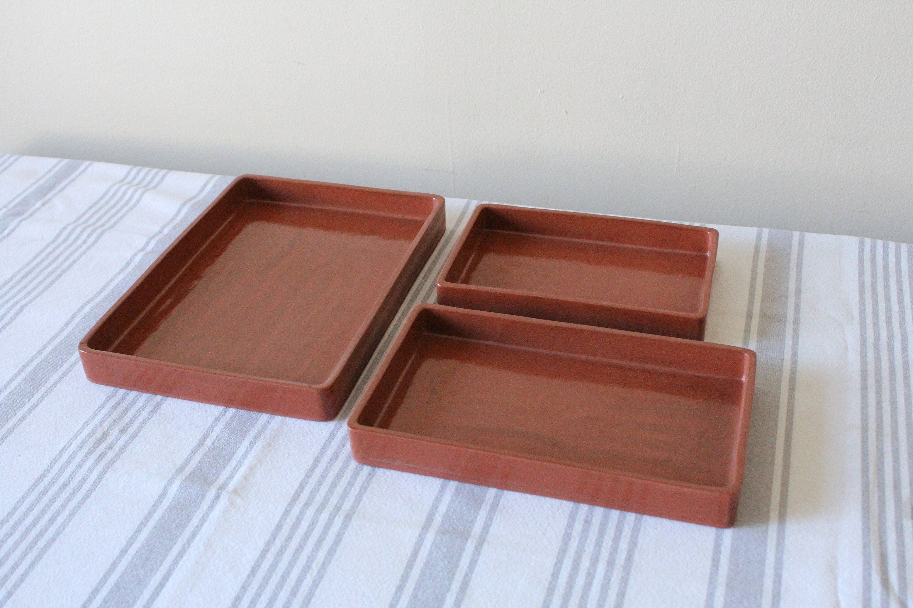 Studio Patenaude - Wholesale Decorative Tray - Rectangle Ceramic Nesting Trays | Terracotta1