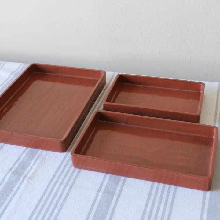 Studio Patenaude - Wholesale Decorative Tray - Rectangle Ceramic Nesting Trays | Terracotta1