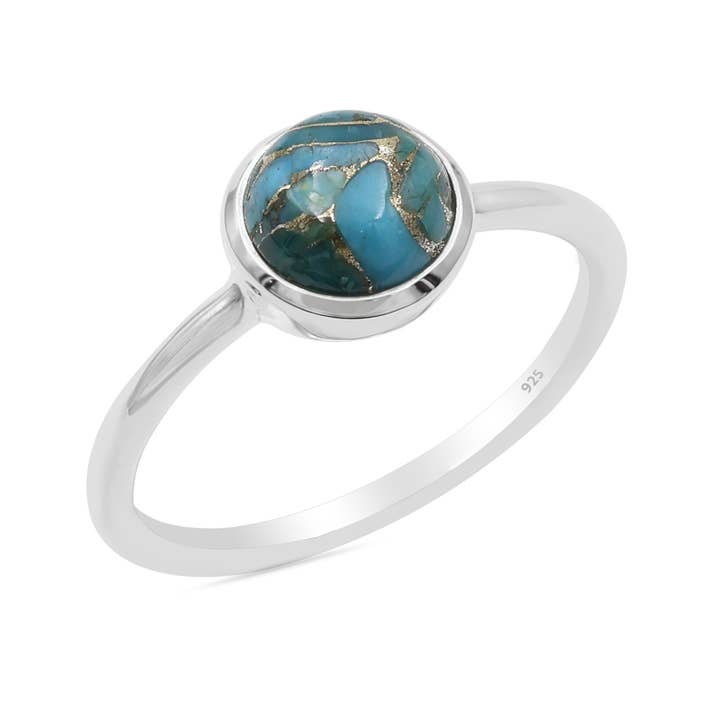 Bague en turquoise bleue et cuivre en argent massif 925 bijou en pierre précieuse pour la vente par Jay Jools
