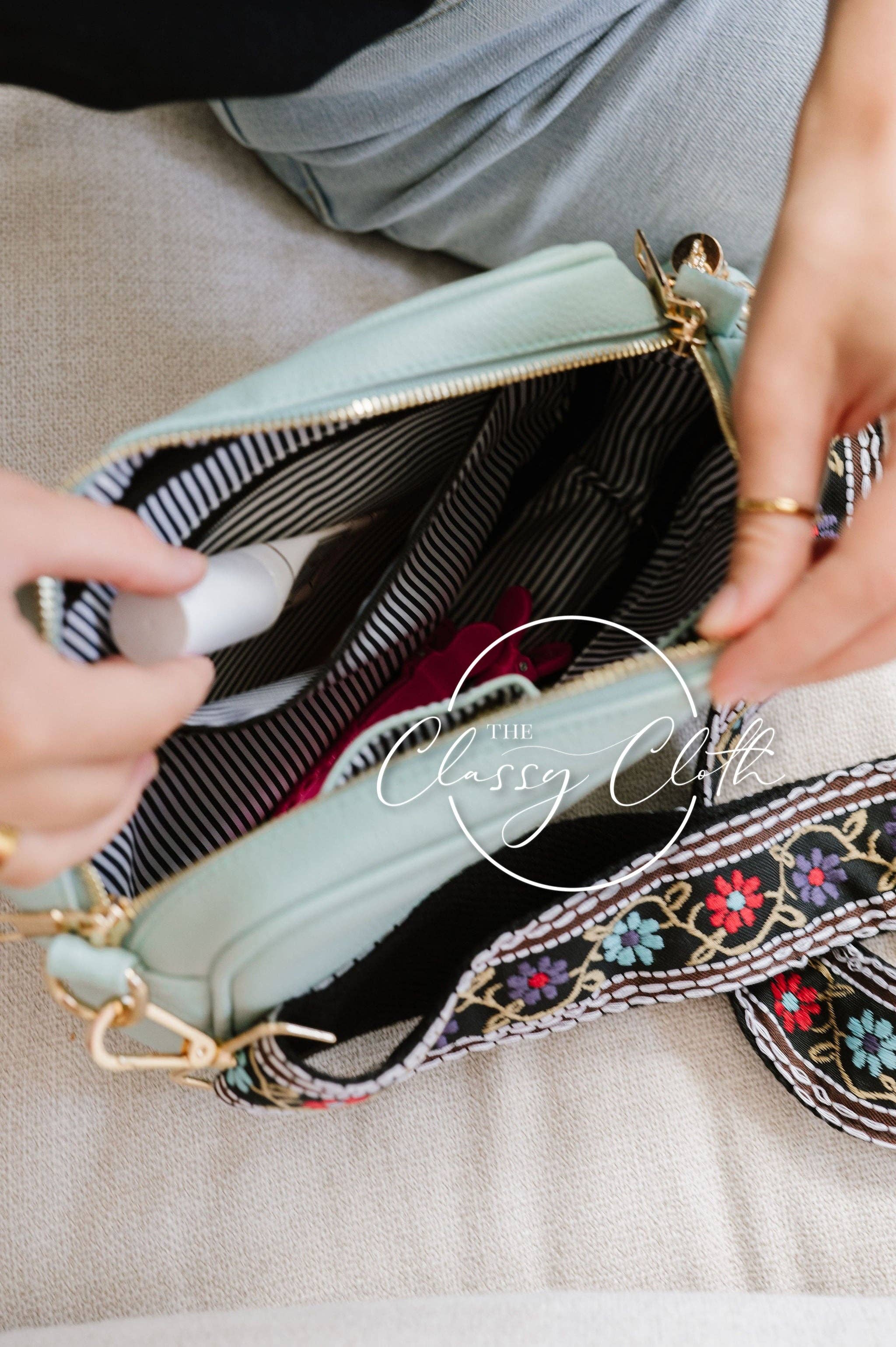 The Classy Cloth WS - Wholesale Crossbody Bag - Women's - Clara Crossbody Bag R - Sea Glass - Flower Power RTS5