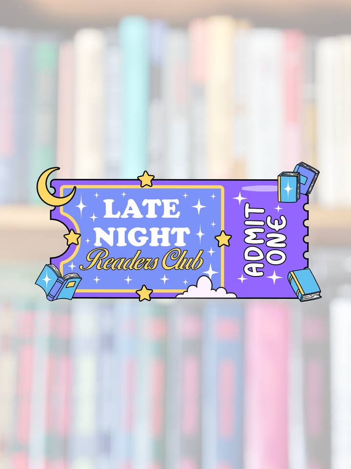 Late Night Readers Club Sticker for wholesale by Scribbles Wholesale