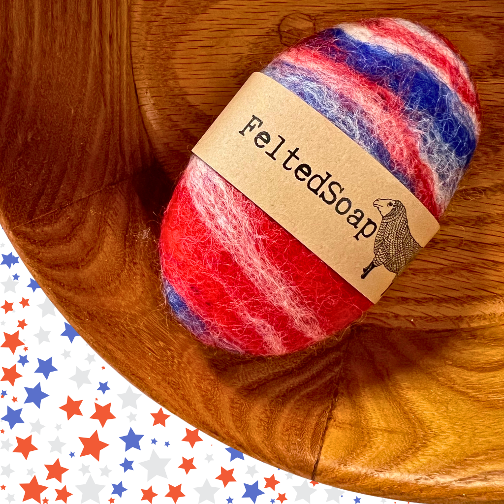 Twisted Purl LLC - Wholesale Bar Soap - Felted Soap American Colors Blended & Solid Red White Blue5