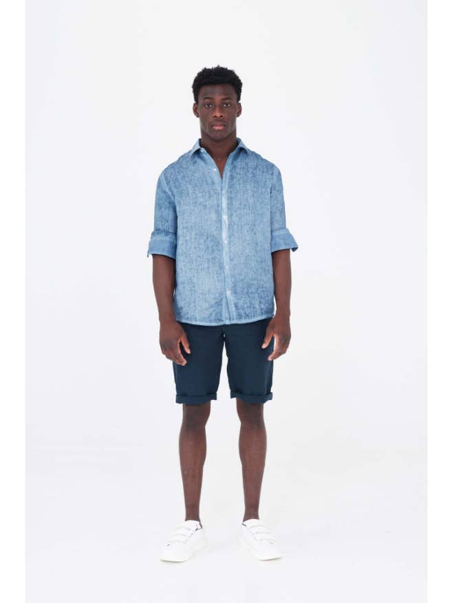 Chemise à manches longues en lin Freddo Dye Basic pour la vente par Haris Cotton