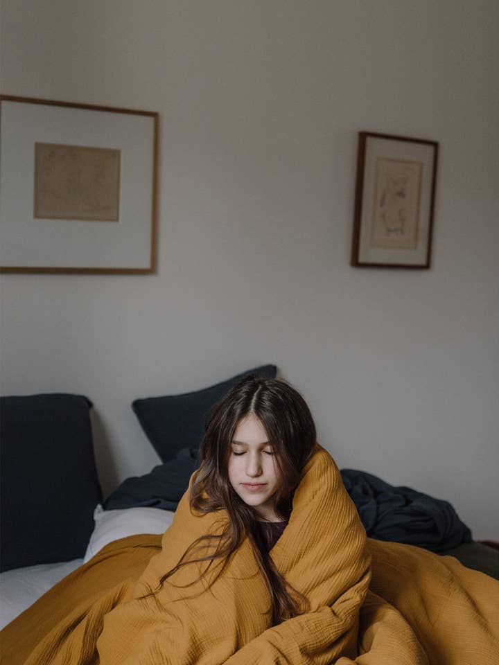 Saffron yellow double gauze cotton duvet cover for wholesale by Les Pensionnaires