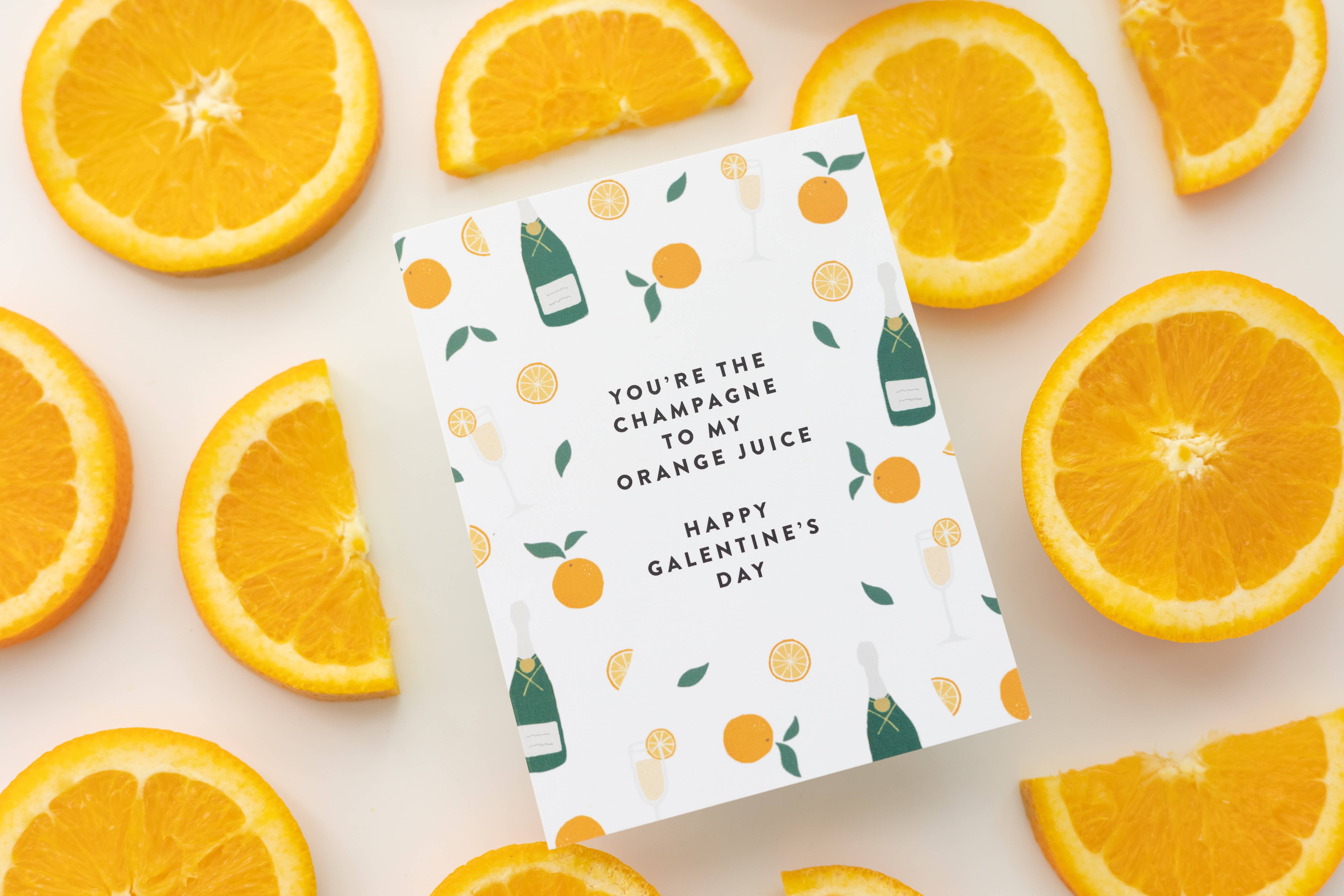 Joy Paper Co. – wholesale Valentine's Day card – Champagne to my OJ Galentine's Card2