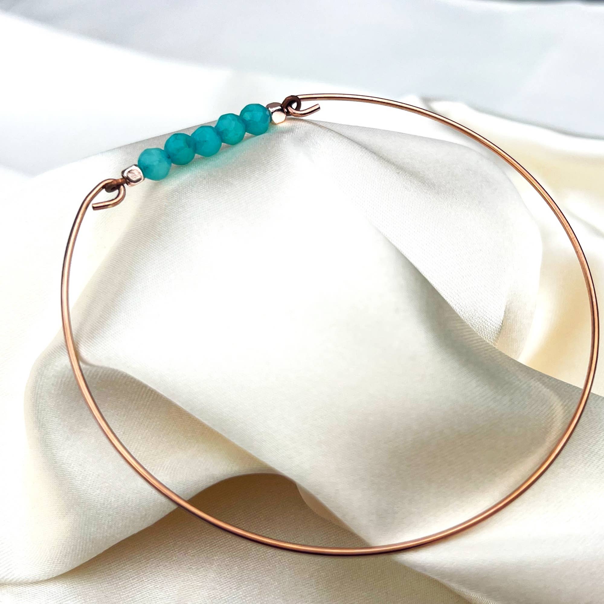 MadamLili - Wholesale Cuff Bracelet - Aquamarine bangle - rose gold plated maritime jewelry10