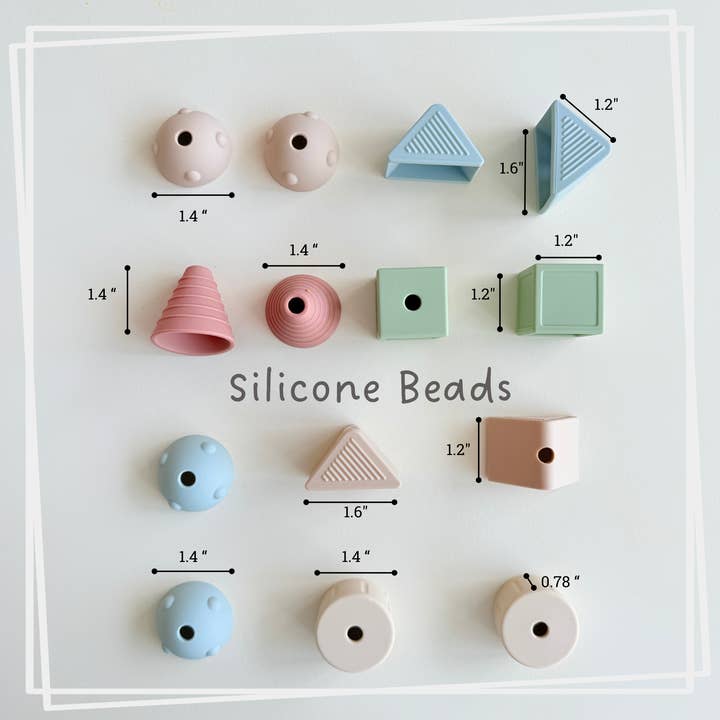 Ali+Oli - Wholesale Toy Set - Kids - Ali+Oli Montessori Lacing Toy – 14 Soft Color Silicone Beads1