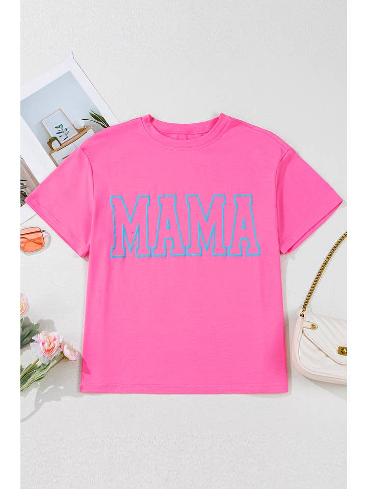 1 the Woman - Wholesale Shirt - Women's - MAMA Letter Graphic Neon T Shirt