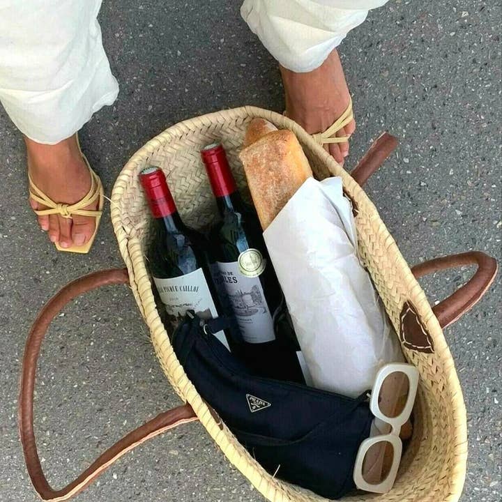 HandmadeBestSeller – wholesale Beach bag – STRAW BAG Handmade with leather, French Market Basket8