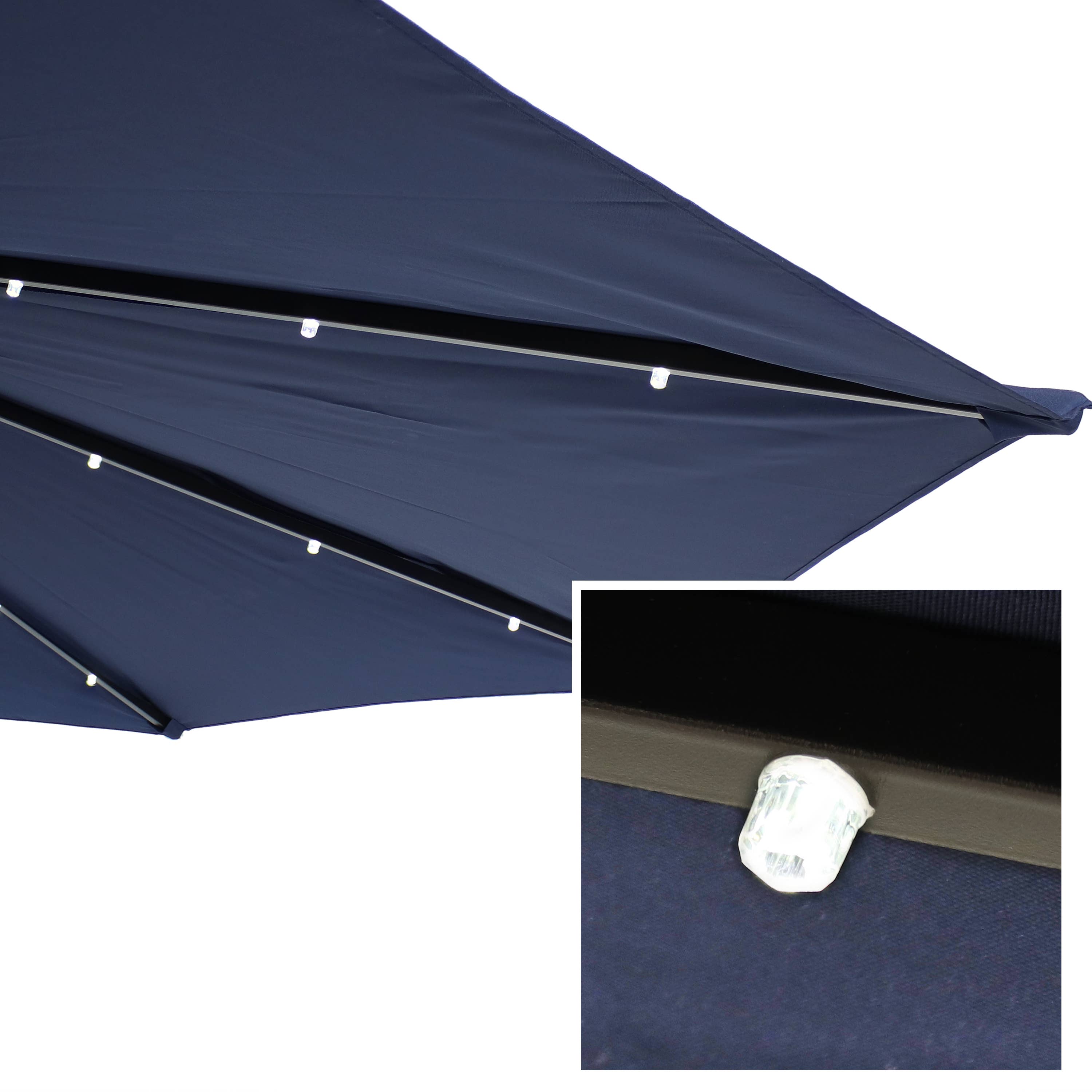 Sunnydaze Decor - Wholesale Patio Umbrella - 9 ft Solar Steel Half Patio Umbrella with Crank - Navy Blue8