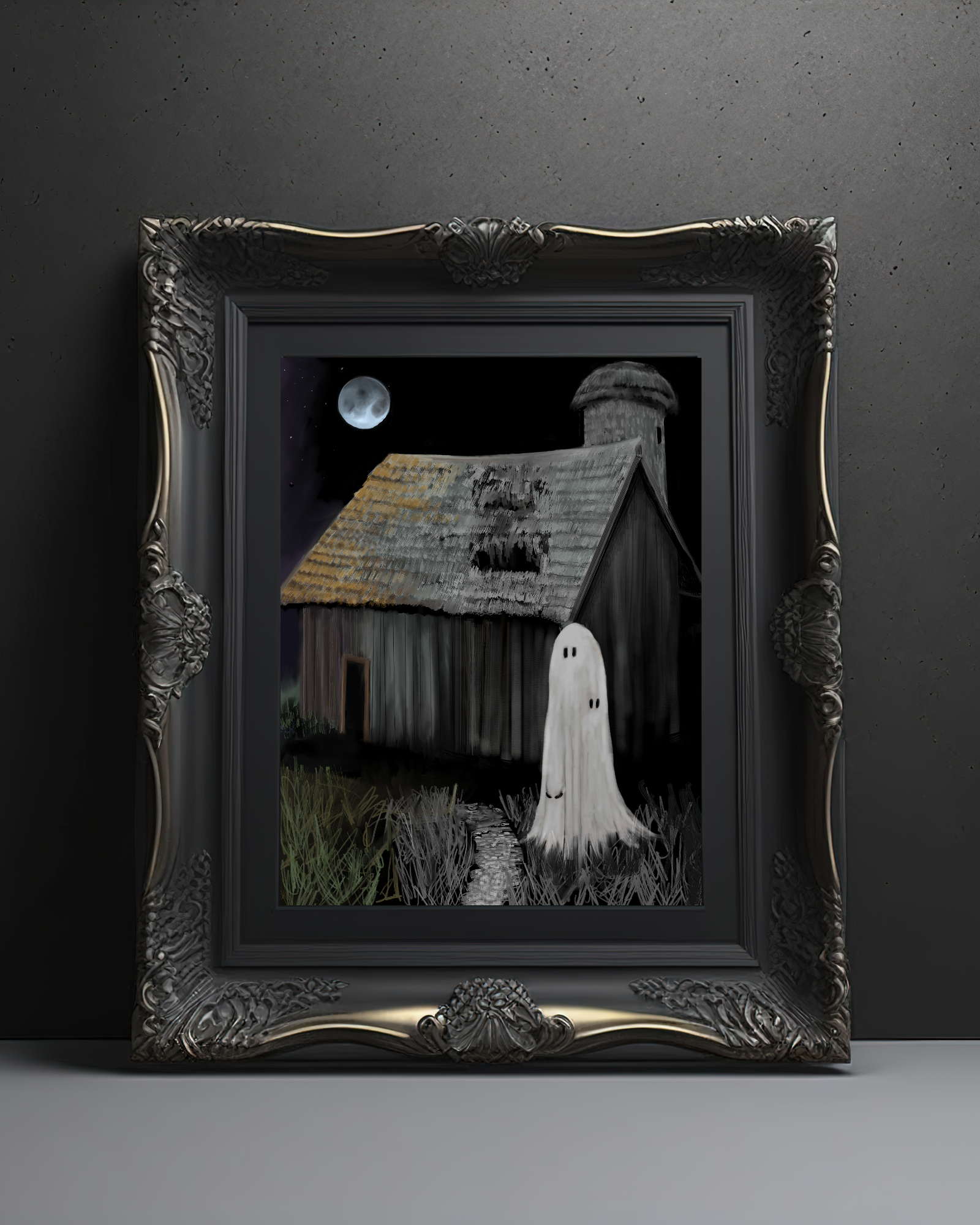 Signum Somnia - Vente Affiche d'art - Impression artistique de la grange hantée, art fantôme effrayant, gothique, art noir2