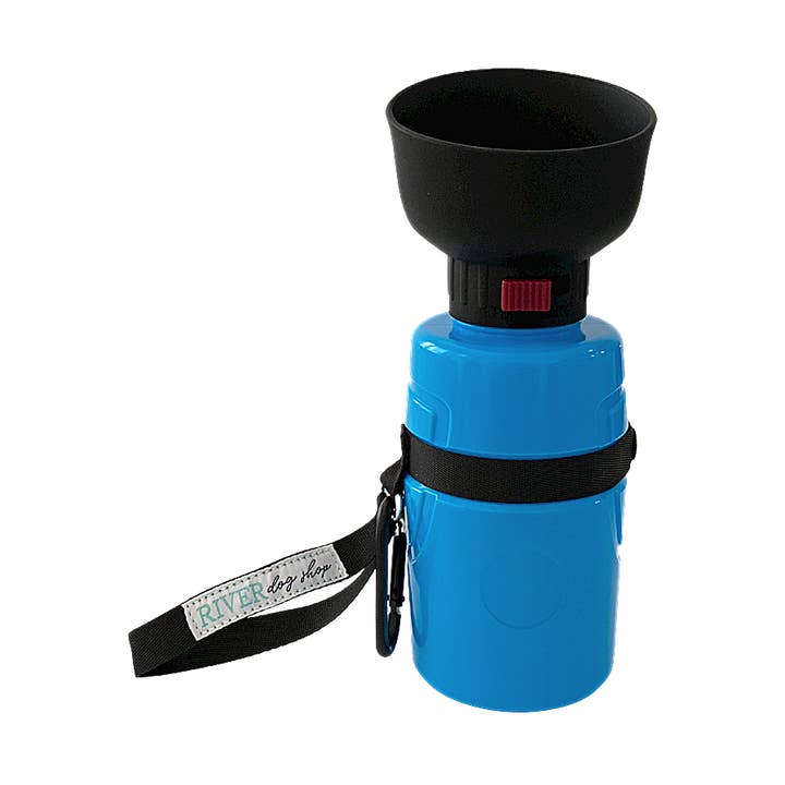 Collapsible Pet Water Bottle - Blue for wholesale by River Dog Shop