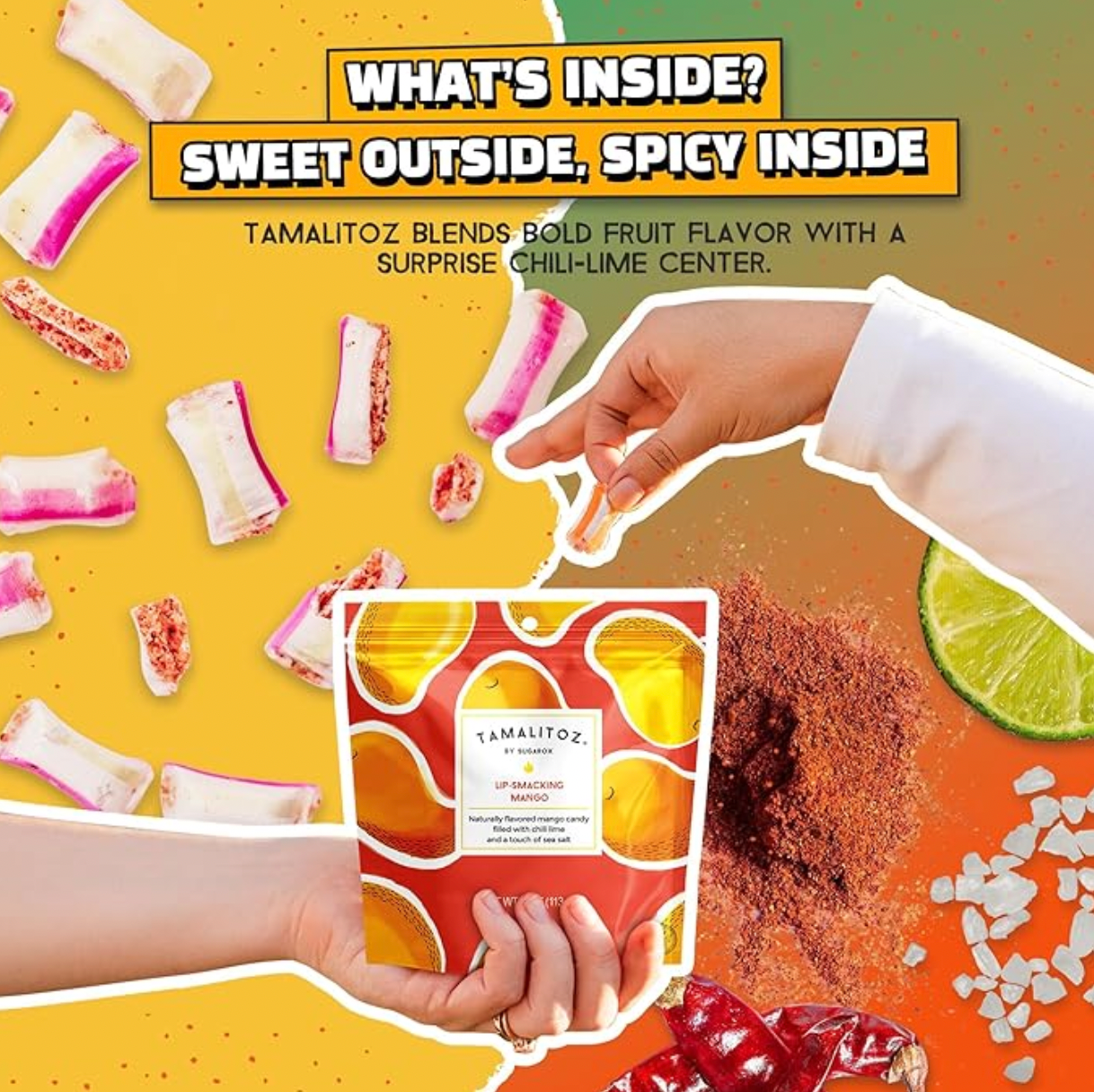 Sugarox Candy Studio LLC - Wholesale Hard Candy - LIP SMACKING MANGO TAMALITOZ CANDY 12CT1