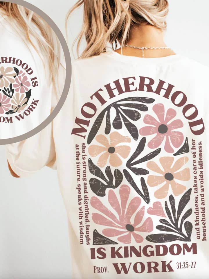 Motherhood is Kingdom Work Comfort Color Tee and other Purchase Wholesale mom tshirts. Free Returns & Net 60 Terms on Faire trending on Faire.