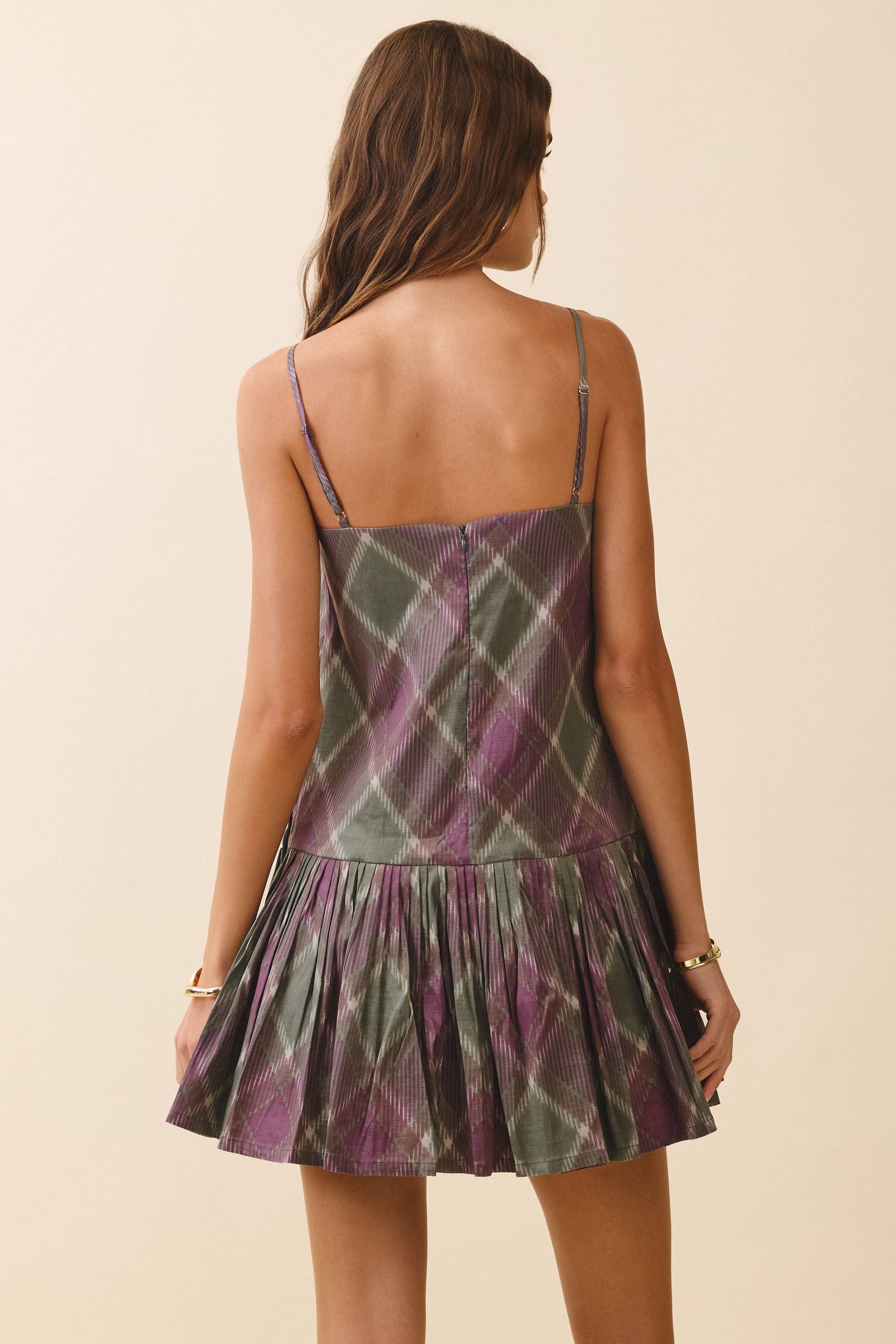 OLIVE CD06368-Plaid Drop Waist Flounce Hem Relaxed Fit Dress for wholesale on Faire3