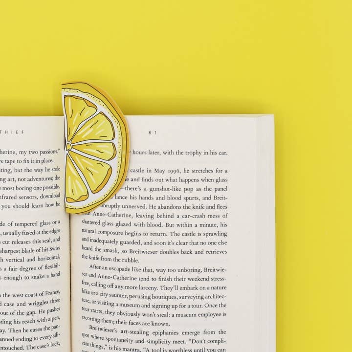 Marque-page tranche de citron (c'est découpé !) pour la vente par Humdrum Paper