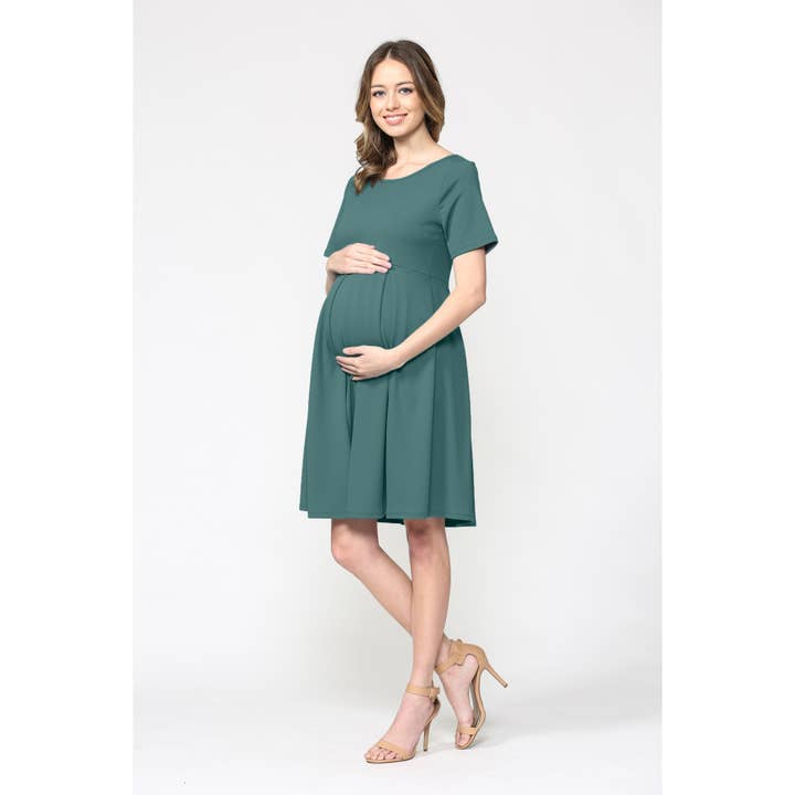 Hello Miz - Wholesale Dress - Maternity - Pleated Round Neck Maternity Skater Dress21