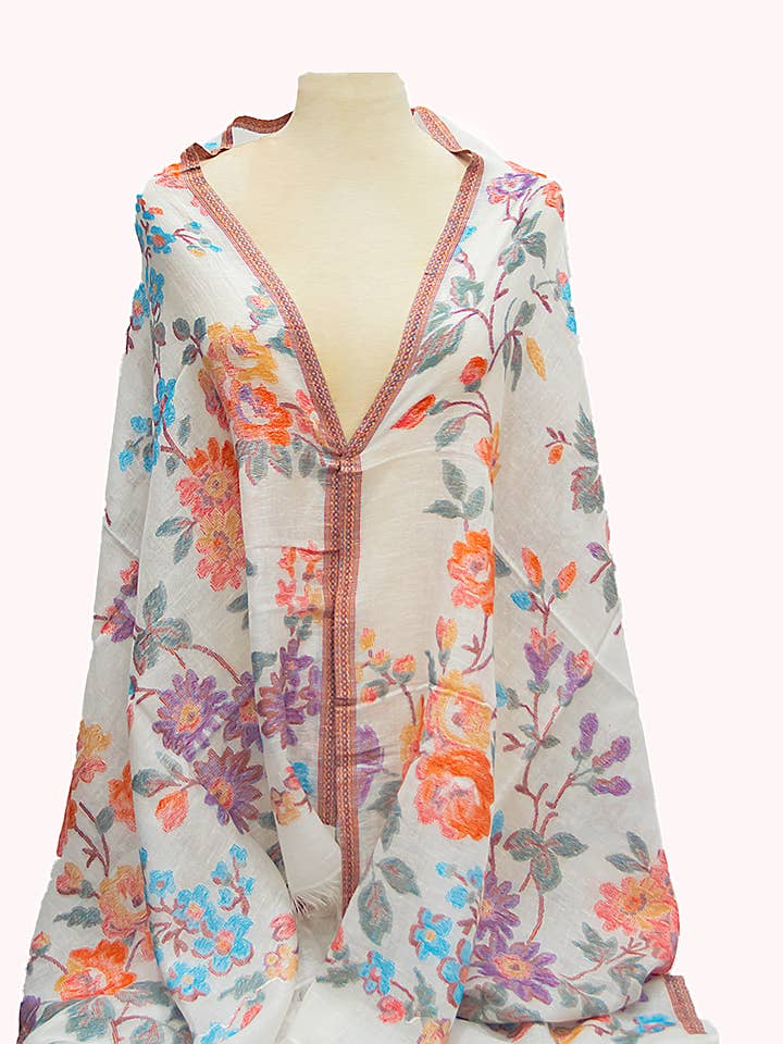 Algodão stole - Padrão floral Vermelho Rosa por atacado de ROGER LAHMY