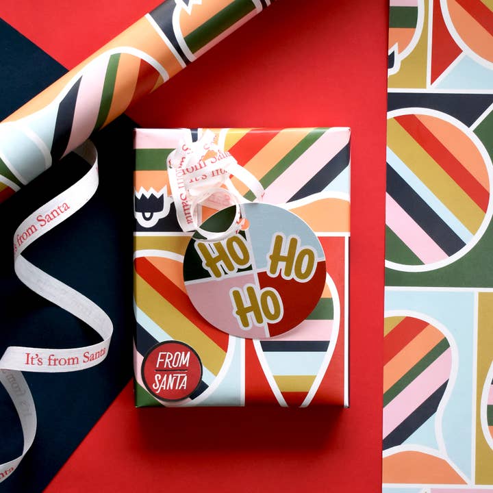 MASU - Wholesale Flat Wrap - Striped Christmas Ornaments Recycled Wrapping Paper7