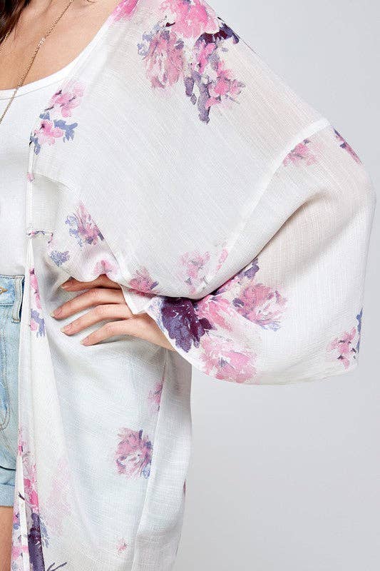 Shop T.K.S - Vendita all'ingrosso Kimono - Donna - Copricostume da spiaggia Chelsea bianco con motivo floreale lungo5