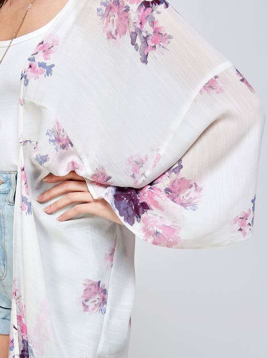 Shop T.K.S - Vendita all'ingrosso Kimono - Donna - Copricostume da spiaggia Chelsea bianco con motivo floreale lungo5
