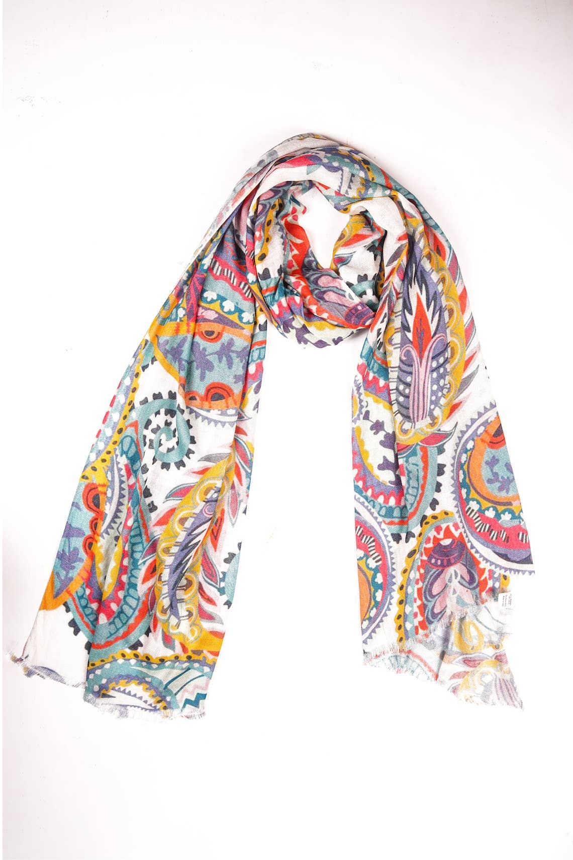 Linen Connections - Wholesale Scarf - Women's - Silk Modal Scarf  luxurious fabric blend - White/Blue2