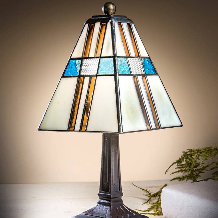 Lam 705 TB Brown, Turquoise and Ivory Accent Lamp for wholesale by J Devlin Glass Art & Bert Anderson Collection