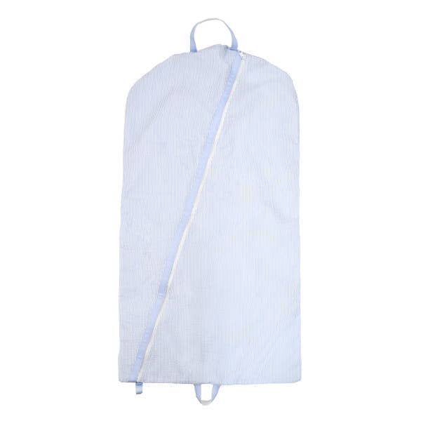 Baby Blue Seersucker Hanging Garment Bag | Mint for wholesale by Mint