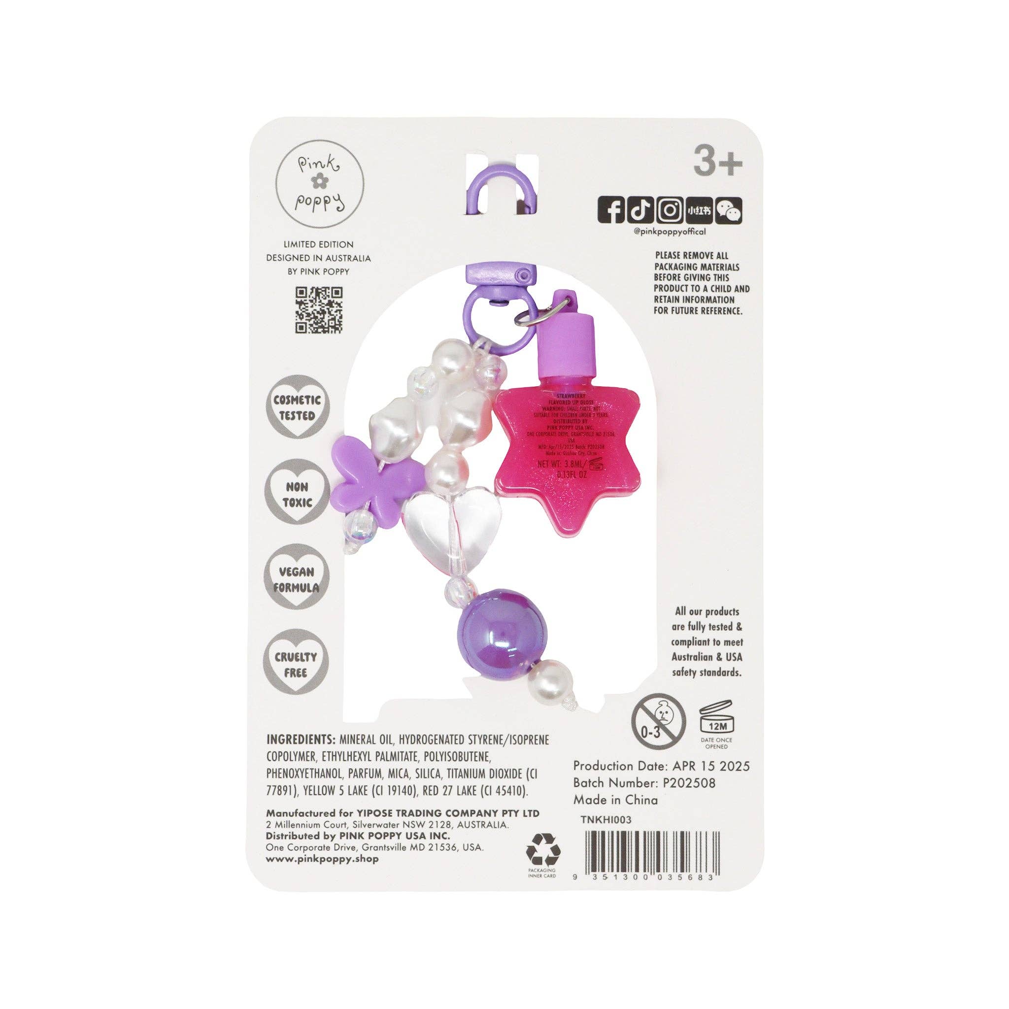 Pink Poppy USA - Wholesale Lip Gloss - Kids - Tween Lip Gloss Keyring | Pack of 66